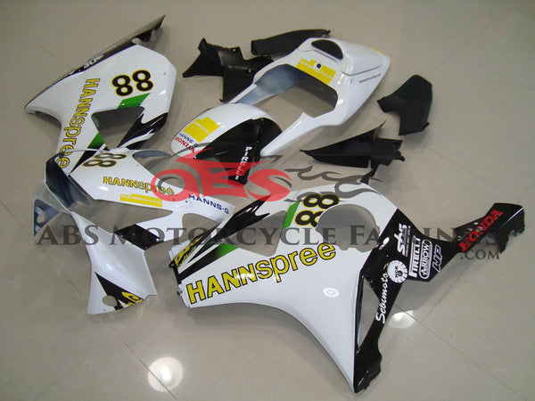 HONDA CBR900RR 954 (2002-2003) White, Black, Yellow & Green Hannspree Fairings at KingsMotorcycleFairings.com