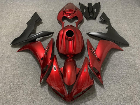 Dark Red and Matte Black Fairing Kit for a 2004, 2005 & 2006 Yamaha YZF-R1 motorcycle