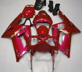 Candy Red, Black and Yellow Fairing Kit for a 2003 & 2004 Kawasaki ZX-6R 636 motorcycle