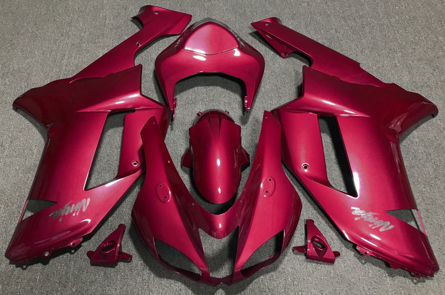 Red and Chrome Fairing Kit for a 2007 & 2008 Kawasaki Ninja ZX-6R 636 motorcycle