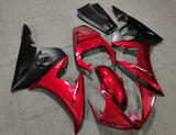 Candy Red and Matte Black Fairing Kit for a 2005 Yamaha YZF-R6 motorcycle