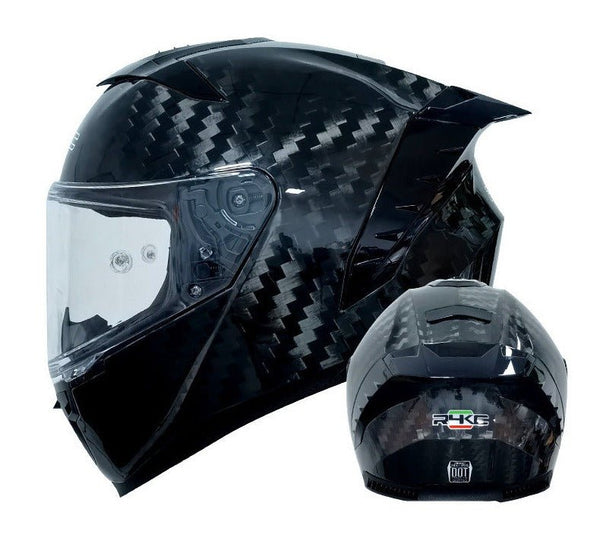 Carbon Fiber 3k & Gloss Black Motorcycle Helmet at KingsMotorcycleFairings.com