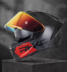 Carbon Fiber 3k & Red RHKC 360 Motorcycle Helmet at KingsMotorcycleFairings.com