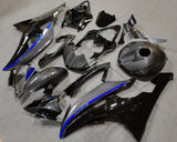 Faux Carbon Fiber, Black and Blue Fairing Kit for a 2008, 2009, 2010, 2011, 2012, 2013, 2014, 2015 & 2016 Yamaha YZF-R6 motorcycle