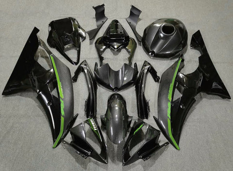 Yamaha YZF-R6 (2008-2016) Faux Carbon Fiber, Black & Green Fairings