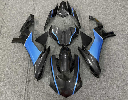 Faux Carbon Fiber and Light Blue Fairing Kit for a 2015, 2016, 2017, 2018 & 2019 Yamaha YZF-R1 motorcycle