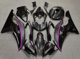 Faux Carbon Fiber, Black and Pink Fairing Kit for a 2008, 2009, 2010, 2011, 2012, 2013, 2014, 2015 & 2016 Yamaha YZF-R6 motorcycle