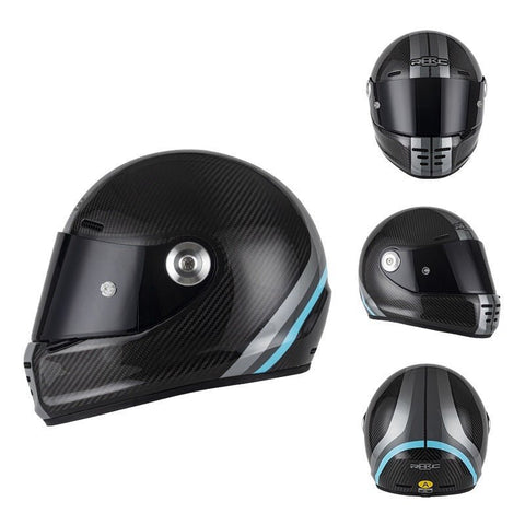 Carbon Fiber, Gray & Blue Motorcycle Helmet at KingsMotorcycleFairings.com