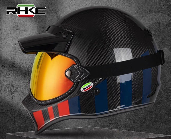 Carbon Fiber, Red, Blue & Black RHKC Motorcycle Helmet at KingsMotorcycleFairings.com