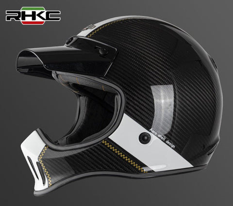 Carbon Fiber, White & Black RHKC Motorcycle Helmet at KingsMotorcycleFairings.com