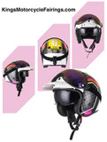 Carbon Fiber, White, Pink & Orange RHKC Open Face Motorcycle Helmet at KingsMotorcycleFairings.com