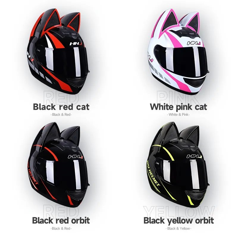 The HNJ Full-Face Motorcycle Helmet with Cat Ears is brought to you by KingsMotorcycleFairings.com
