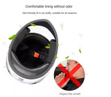 The White, Black, Red & Blue HNJ Full-Face Motorcycle Helmet is brought to you by Kings Motorcycle Fairings