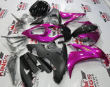 Pink, Faux Carbon Fiber, Black and Matte Black Fairing Kit for a 2004, 2005 & 2006 Yamaha YZF-R1 motorcycle