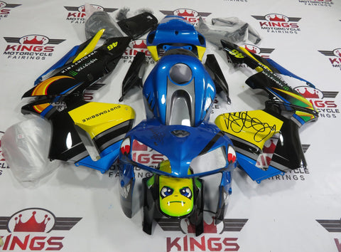 Blue, Black and Yellow Shark Fairing Kit for a 2005 and 2006 Honda CBR600RR motorcycle