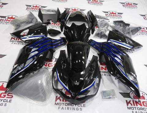 Fairing kit for a Kawasaki Ninja ZX14R (2012-2021) Black, Blue & Silver