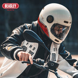 Cream White, Red, Black & Gold Beasley Motorcycle Helmet from KingsMotorcycleFairings.com 1