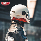 Cream White, Red, Black & Gold Beasley Motorcycle Helmet from KingsMotorcycleFairings.com 1