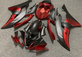 Red and Matte Black Fairing Kit for a 2008, 2009, 2010, 2011, 2012, 2013, 2014, 2015 & 2016 Yamaha YZF-R6 motorcycle