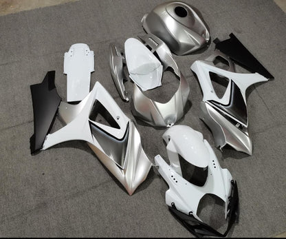 Suzuki GSXR1000 (2007-2008) White, Silver & Black Fairings