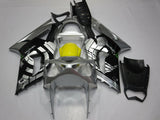Silver, Black and Yellow Striped Fairing Kit for a 2003 & 2004 Kawasaki ZX-6R 636 motorcycle