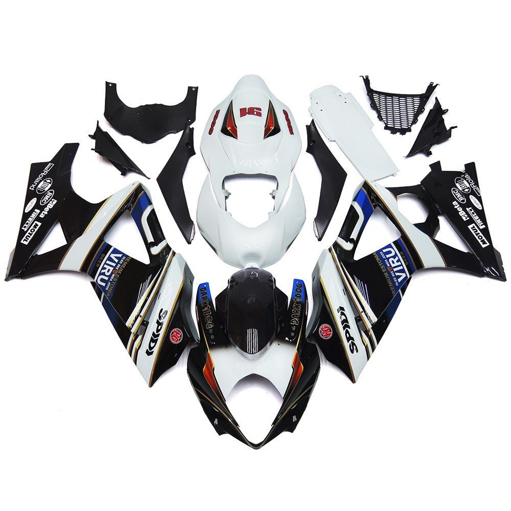 Suzuki GSXR1000 (2007-2008) Black, White & Blue VIRU Fairings