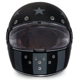 KINGS DOT MATTE BLACK & GRAY DAYTONA RETRO CAPTAIN AMERICA MOTORCYCLE HELMET - R6CAS - KINGS MOTORCYCLE FAIRINGS