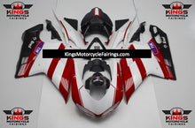 Red, White and Black Striped Fairing Kit for a 2007, 2008, 2009, 2010, 2011 & 2012 Ducati 1198 motorcycle