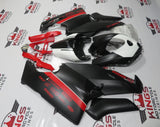 Matte Black, Red and White Fairing Kit for a 2005 & 2006 Ducati 999 motorcycle. The photos used are examples of the paint design, your Ducati 999 will have 999 decals, not the 749 decals