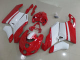 Red and White Gloss Fairing Kit for a 2005 & 2006 Ducati 999 motorcycle. The photos used are examples of the paint design; your Ducati 999 will have 999 decals, not the 749 decals.