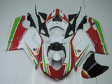 Red, White, Green and Gold Fairing Kit for a 2007, 2008, 2009, 2010, 2011 & 2012 Ducati 1098 motorcycle. The photos used are examples. Your new 1098 fairing kit will have 1098 decals.