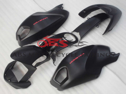 DUCATI MONSTER 696/796/1100 (2009-2016) MATTE BLACK & RED FAIRINGS - KingsMotorcycleFairings.com