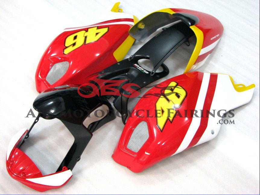 Red, White, Yellow and Black Fairing Kit for a 2009, 2010, 2011, 2012, 2013, 2014, 2015 & 2016 Ducati Monster 696/796/1100 motorcycle - KingsMotorcycleFairings.com