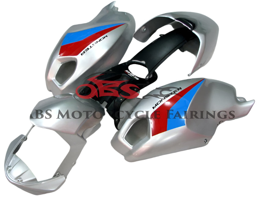 DUCATI MONSTER 696/796/1100 (2009-2016) SILVER, BLUE & RED FAIRINGS - KingsMotorcycleFairings.com