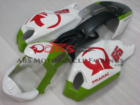 DUCATI MONSTER 696/796/1100 (2009-2016) WHITE, GREEN & RED PRAMAC FAIRINGS - KingsMotorcycleFairings.com