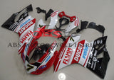 Red and White FIAMM #7 Fairing Kit for a 2011, 2012, 2013 & 2014 Ducati 899 motorcycle.