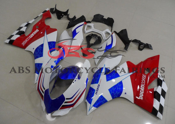 Ducati 899 (2011-2014) White, Blue & Red Corse Star Fairings