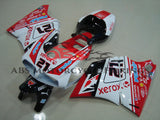 White, Red and Black #21 Fairing Kit for a 1994, 1995, 1996, 1997, 1998 & 1999 Ducati 916 motorcycle.