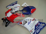 White, Red & Blue Fairing Kit for a 1998, 1999, 2000, 2001, & 2002 Ducati 996 motorcycle