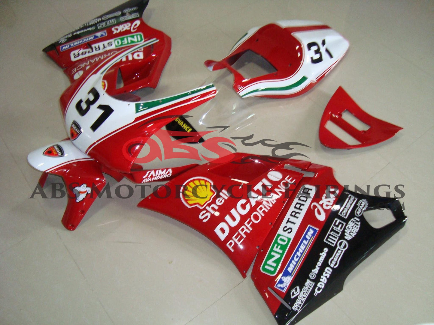 Ducati 996 (1998-2002) Red & White #31 Race Fairings at KingsMotorcycleFairings.com
