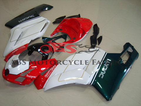 Red, White and Green Fairing Kit for a 2003 & 2004 Ducati 749 motorcycle