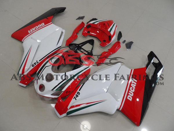 White, Red, Green and Black Fairing Kit for a 2003 & 2004 Ducati 749 motorcycle