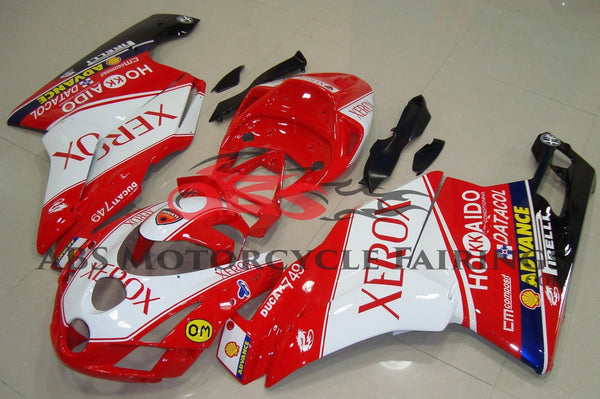 Red and White XEROX Fairing Kit for a 2003 & 2004 Ducati 749 motorcycle