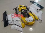 Yellow, White and Green Race Fairing Kit for a 2003 & 2004 Ducati 999 motorcycle