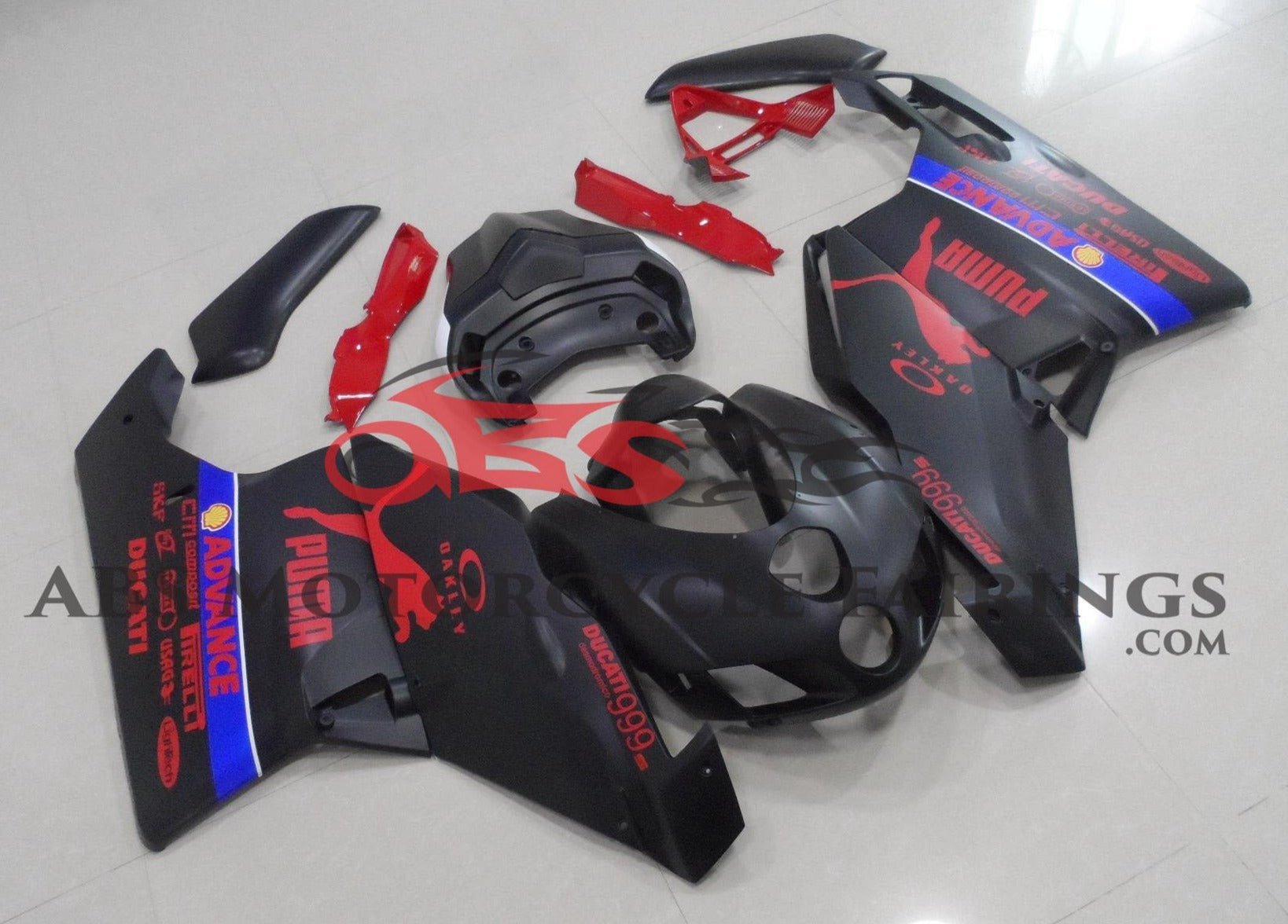 Ducati 749 (2005-2006) Matte Black & Red Puma Fairings