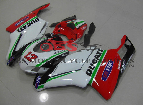 White, Red, Green and Black Generali Race Fairing Kit for a 2005 & 2006 Ducati 999 motorcycle
