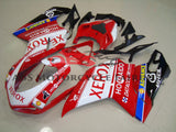 Red and White Xerox Hokkaido Fairing Kit for a 2007, 2008, 2009, 2010, 2011, 2012, 2013 & 2014 Ducati 848 motorcycle. The photos used are examples. Your new 848 fairing kit will have 848 decals