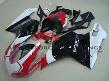 Black, White and Red Corse Fairing Kit for a 2007, 2008, 2009, 2010, 2011 & 2012 Ducati 1198 motorcycle