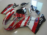 White, Red and Black Generali Fairing Kit for a 2007, 2008, 2009, 2010, 2011 & 2012 Ducati 1098 motorcycle