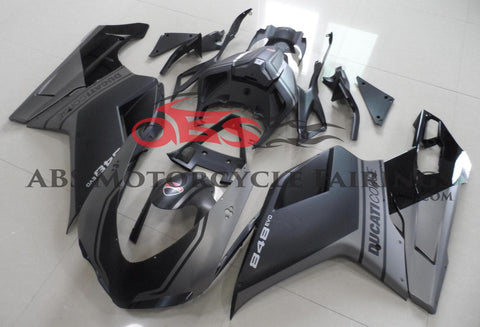 Matte Black & Matte Gray Fairing Kit for a 2007, 2008, 2009, 2010, 2011 & 2012 Ducati 1098 motorcycle